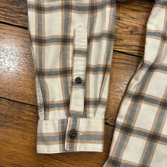 PATAGONIA Cream & Brown Casual Button Down Organic Cotton  Flannel Shirt Size Xl - Picture 4 of 7